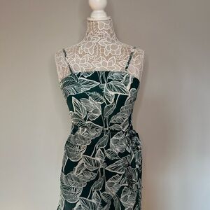 Elegant Green Leaf Print Dress